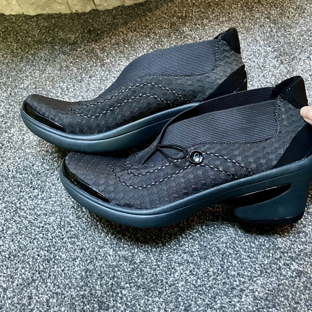 BZees Sz 10M 40 Woven Fabric Slip-On Wedge Shoes ENERGY Pewter Gray Women's
